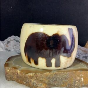 Elephant Design Cream and Brown Resin Bangle Bracelet